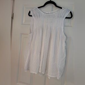NWOT GAP White Swiss Dot Smocked Sleeveless Sheer Top XL